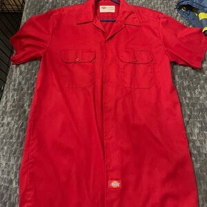 Dickies red button down short sleeve shirt, great shape